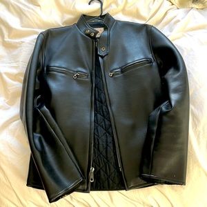 Vintage Sudco Japan Mens S Motorcycle Jacket Black Cafe Racer Vinyl Prop Zippers